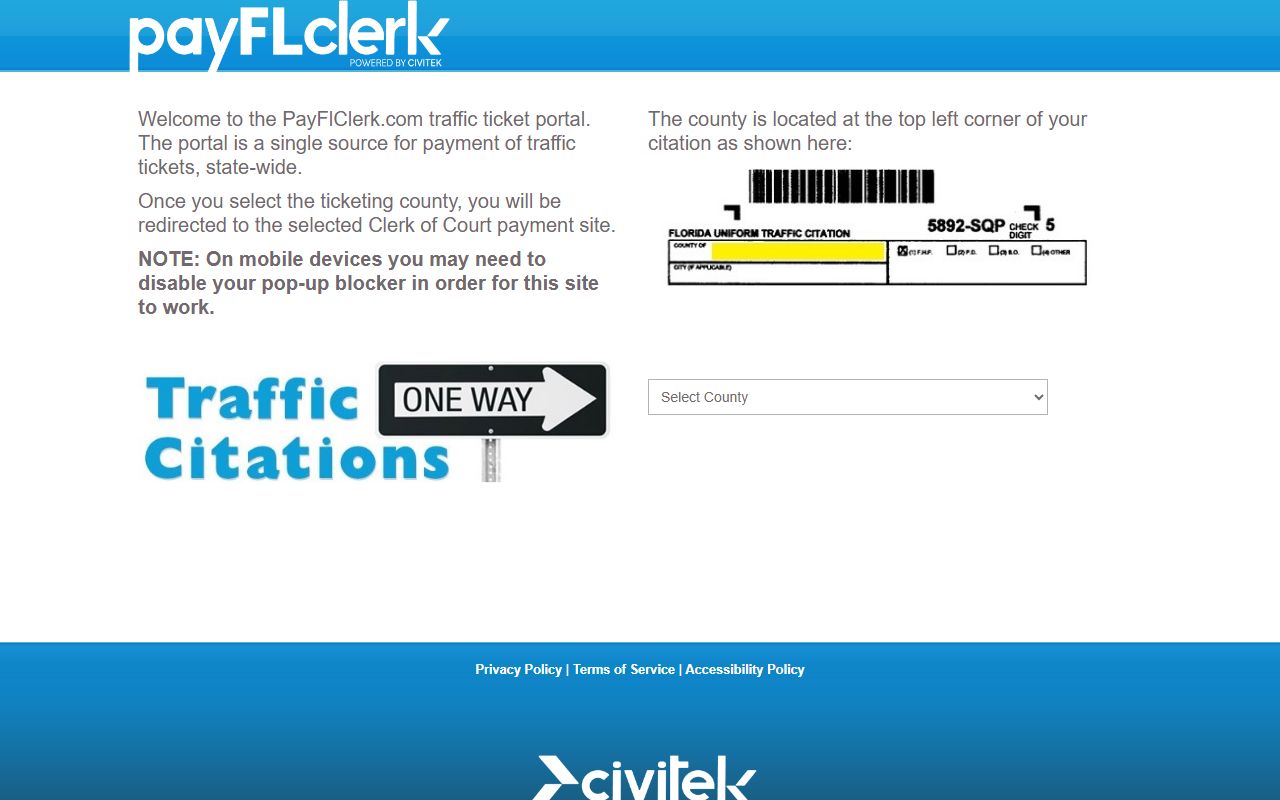 Baker County traffic court records statewide payment portal