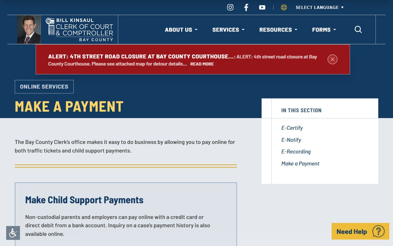 Bay County traffic court records online payment portal