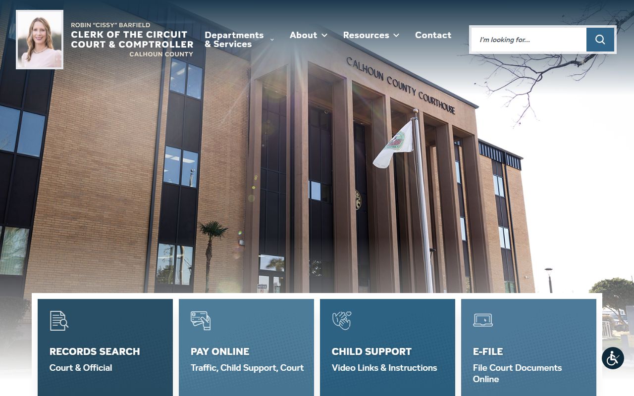 Calhoun County Clerk of Court website for traffic court records