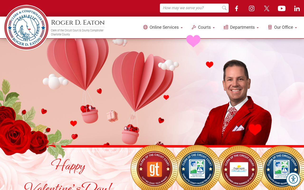 Charlotte County Clerk of Court homepage for traffic court records