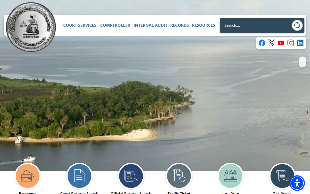 Citrus County Clerk of Court website for traffic court records