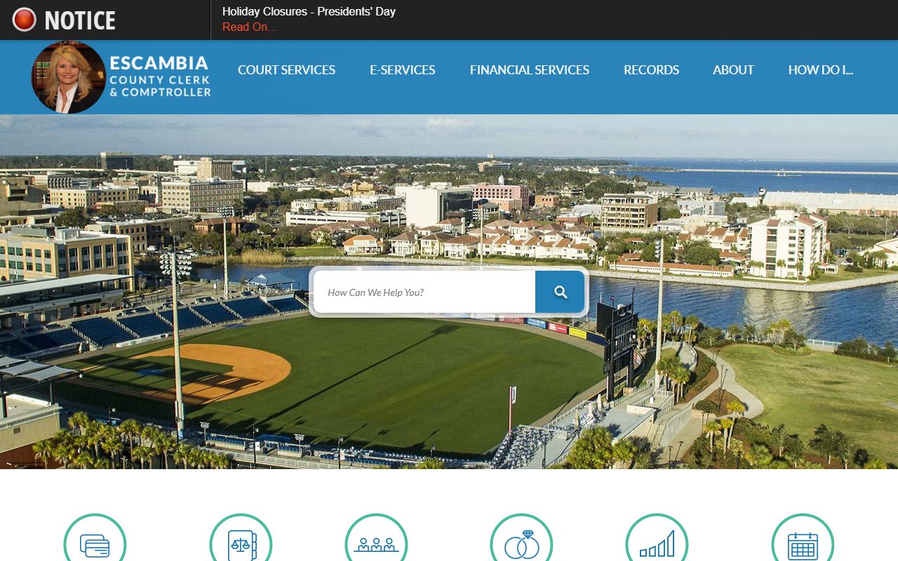 Escambia County Clerk of Courts website for searching traffic court records
