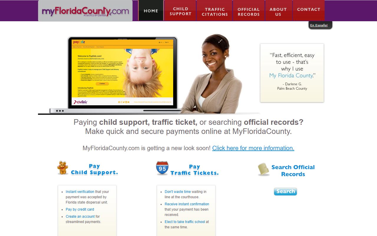 Gadsden County Clerk of Courts website for traffic court records search