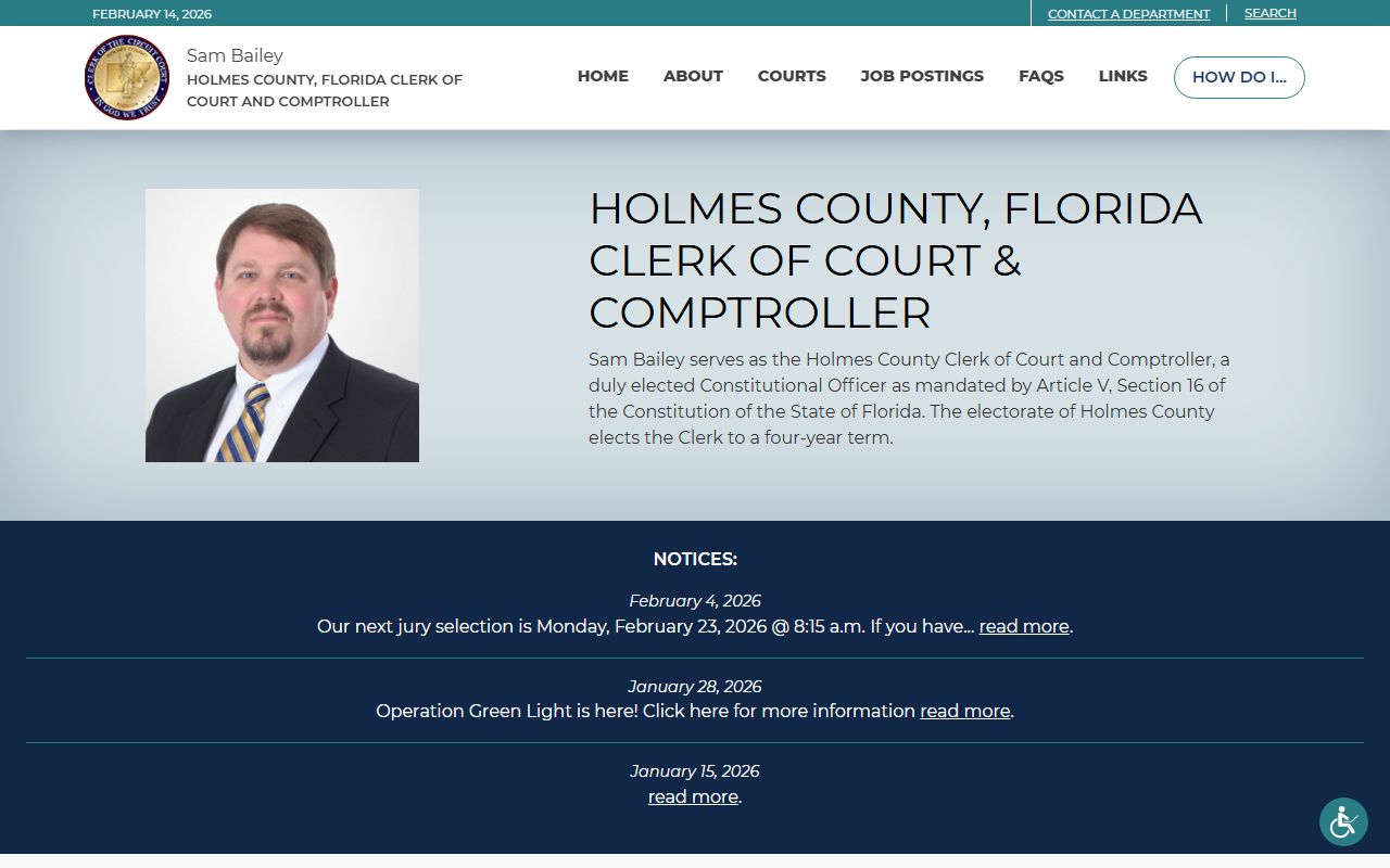 Holmes County traffic court records clerk of courts homepage
