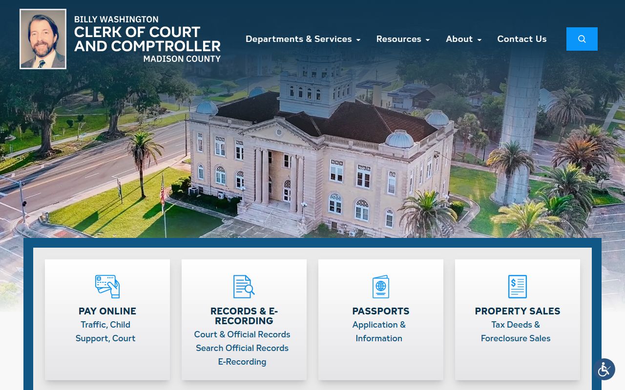 Madison County Clerk of Court homepage for traffic court records