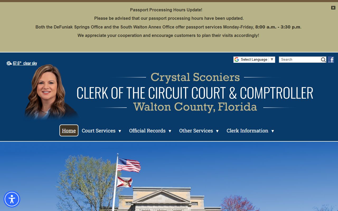 Walton County traffic court records clerk website homepage